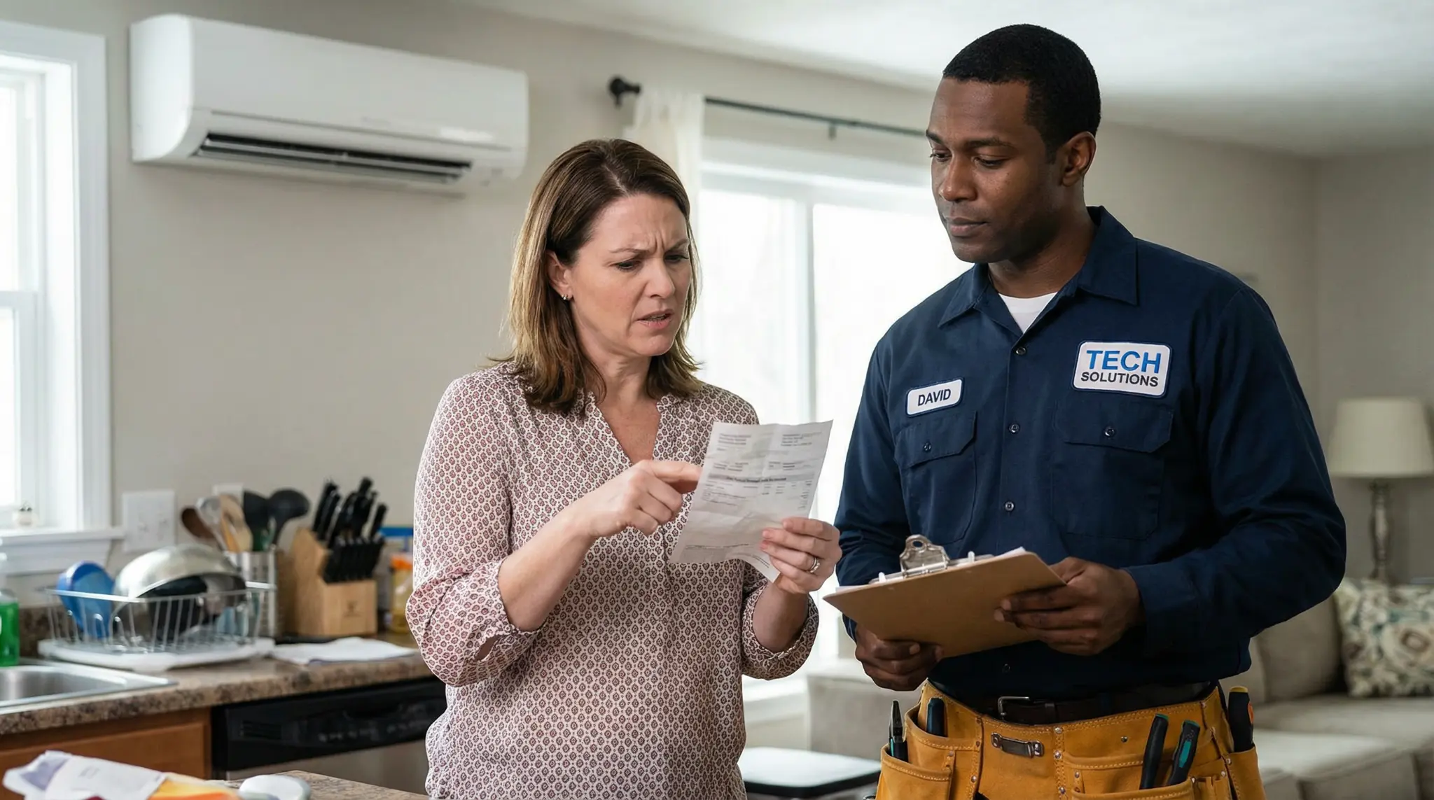 Experienced HVAC professional explaining repair costs